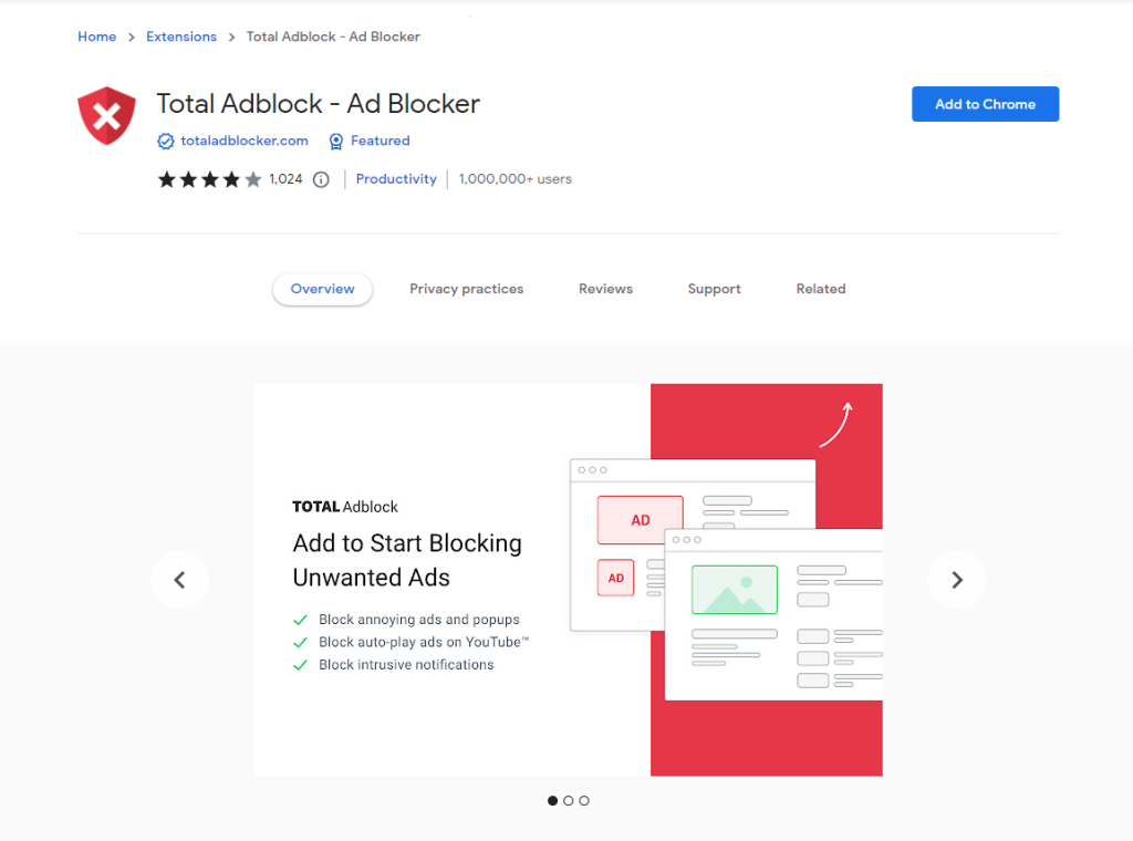 افزونه کروم TotalAdBlock